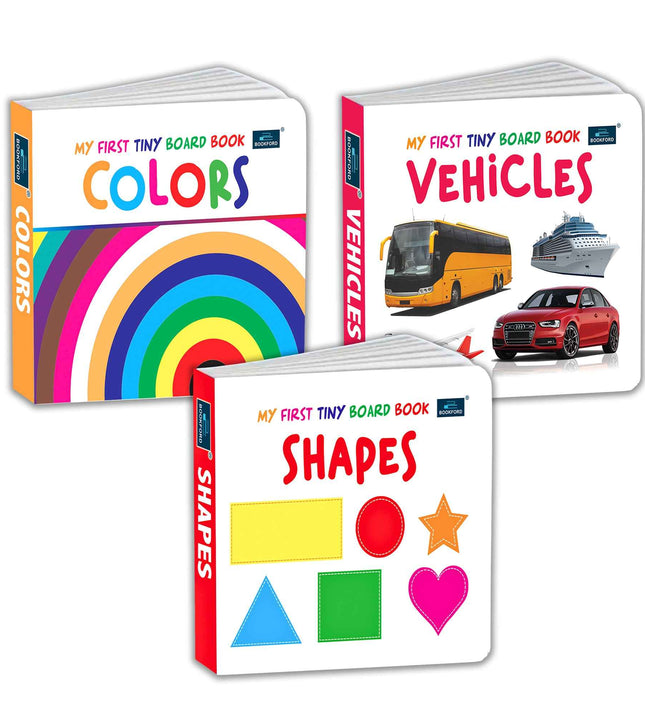 My First Tiny Board book- shape, Colors and Vehicles (Set of 3) for Kids