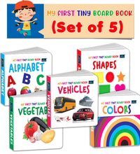My First Tiny Board book-Vegetables, fruits, Vehicles, Colors and Shapes (Set of 5) for Kids