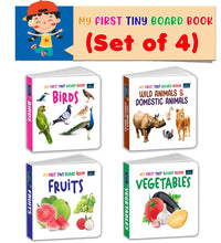 My First Tiny Board book- Vegetables, Fruits, Wild & Domestic animals and Birds (Set of 4) for Kids