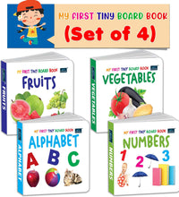 My First Tiny Board book- Numbers, Alphabet, fruits and Vegetables (Set of 4) for Kids