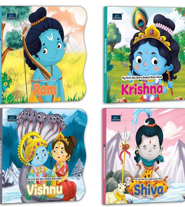 My First Shaped Board Book – Ganesh, Shiv, Krishna and Ram Hindu Gods Mythology Story Book for Kids - Age 2+ Yrs (Indian Gods and Goddesses)