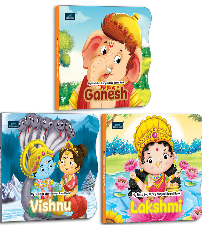 My First Shaped Board Book – Ganesh, Vishnu and Lakshmi Hindu Gods Mythology Story Book for Kids - Age 2+ Yrs (Indian Gods and Goddesses)