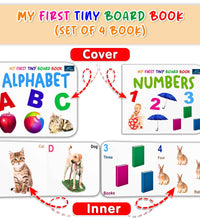 My First Tiny Board book- Numbers, Alphabet, fruits and Vegetables (Set of 4) for Kids