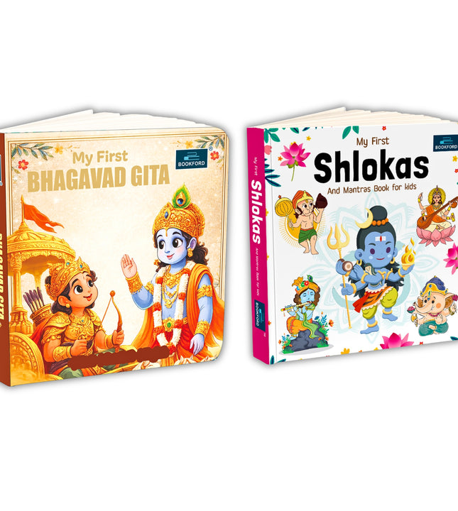 My First Bhagavad Gita and Shloka Mantras Mythology Board Book for Kids and Childrens | Language Sanskrit, Hindi and English - Age 3+ Years