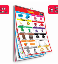 16 in 1 Wild Animals Educational Chart For Kids (16 Charts front back ) 36 x 50 cm - Children Spiral Wall Picture Chart