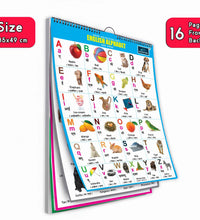 16 in 1 Wild Animals Educational Chart For Kids (16 Charts front back ) 36 x 50 cm - Children Spiral Wall Picture Chart