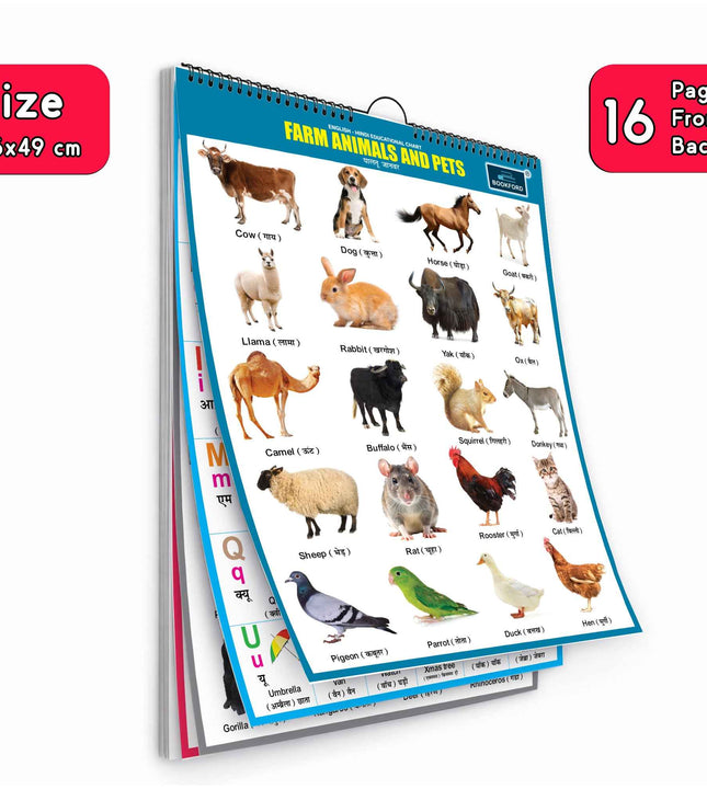 16 in 1 Farm Animal and Pets Educational Chart For Kids