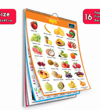 16 in 1 Fruits Educational Chart For Kids (16 Charts front back ) 36 x 50 cm - Children Spiral Wall Picture Chart