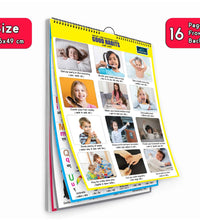 16 in 1 Good Manners Educational Chart For Kids (16 Charts front back ) 36 x 50 cm - Children Spiral Wall Picture Chart