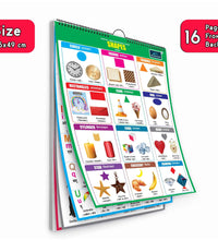 16 in 1 Shape Educational Chart For Kids (16 Charts front back ) 36 x 50 cm - Children Spiral Wall Picture Chart