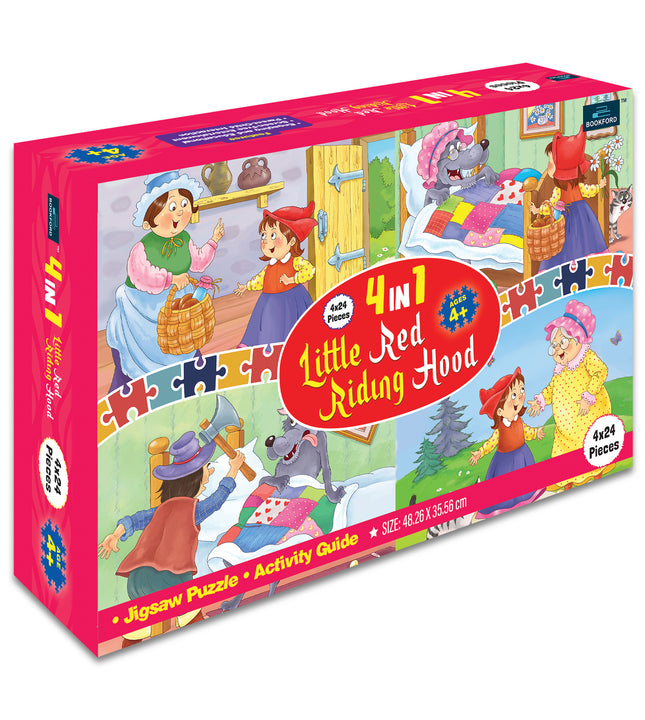 4 In 1 Little Red Riding Hood Jigsaw Puzzle Game & Fun And Learning 96 Pieces