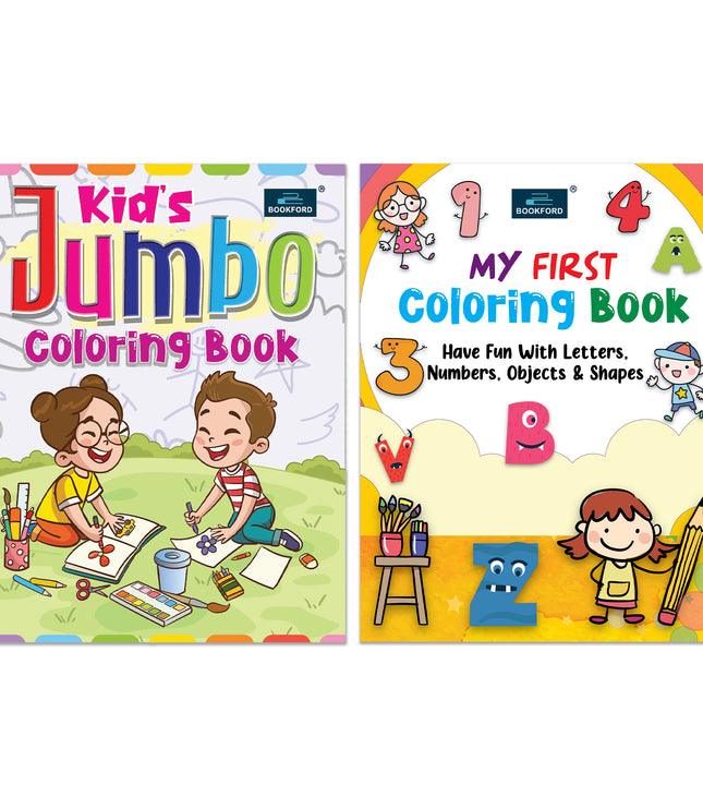 Kid's Jumbo & My First Coloring Book for Kids (Set of 2) - Fun, Educational, Colorful Imagery, Engaging Activities, and Hours of Entertainment Suitable for All Ages Groups