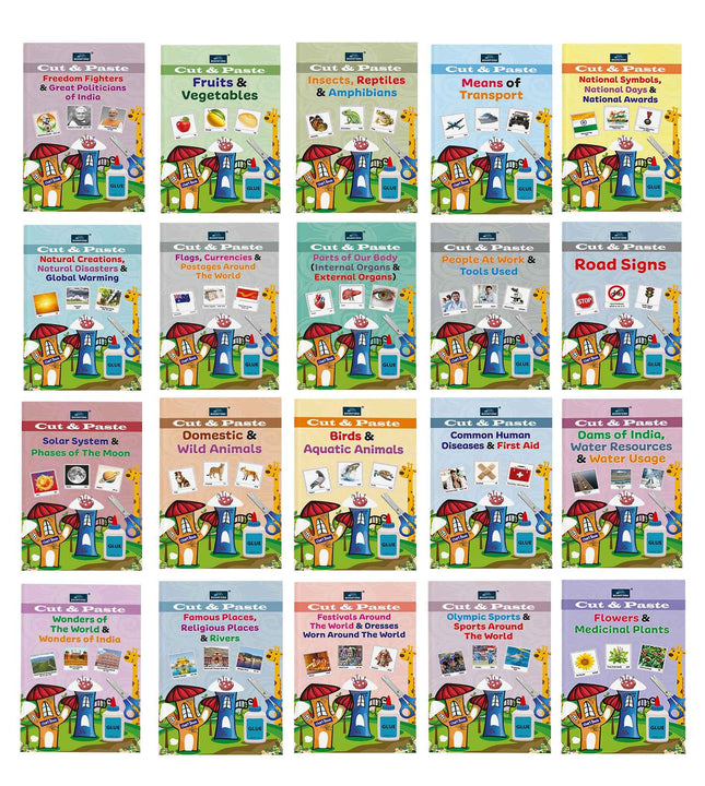 CUT & PASTE Combo Set of 20 Books for Kids | Fun Activity Books for Picture Recognition, Art & Craft, Creativity and Fine Motor Skills Development