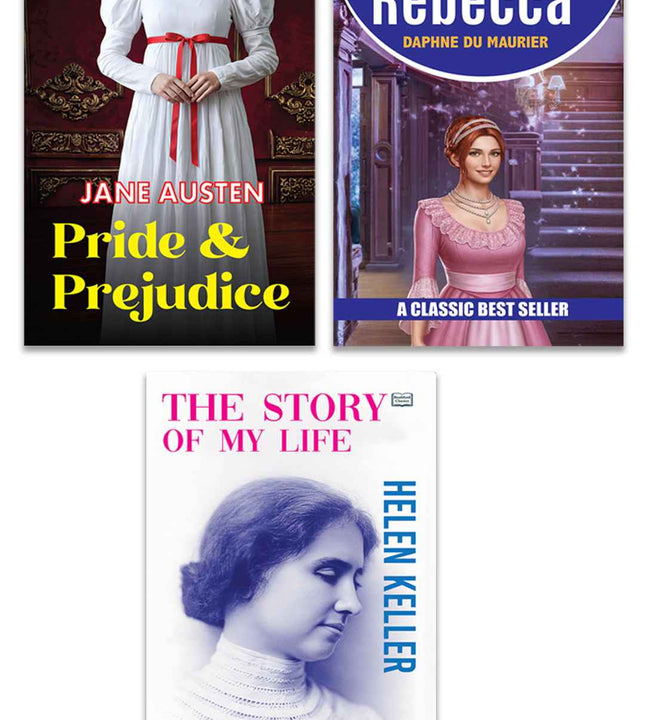 Rebecca, Pride and Prejudice and The Story of My Life | Classic Fiction Romance and Inspirational Biography Book Combo | Love Courage Mystery and Life Lessons Paperback Set