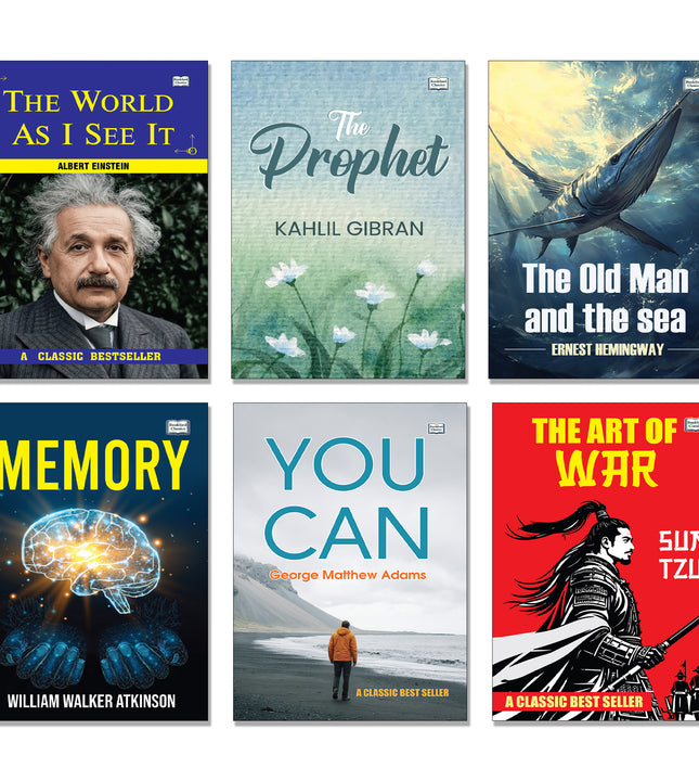The World As I See It | The Art of War | You Can | Memory | The Old Man and the Sea | The Prophet - Set of 6 | Classic Self Help, Philosophy, Motivation & Fiction Books Combo Set | Inspirational English Paperback Collection