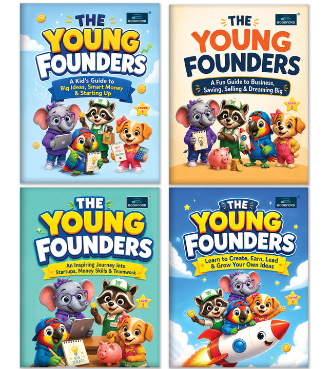 Young Founder and Hustlers Complete Set Level 1–4 | Kids Financial Literacy and Entrepreneurship Workbooks for Ages 6–15 | Money Management, Business Skills and Activity Books