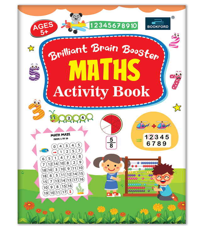 Bookford Brilliant Brain Booster Math Activity Book for Kids Ages 5+ | Fun Maths Practice and Early Math Learning | Educational Activity Book for Children