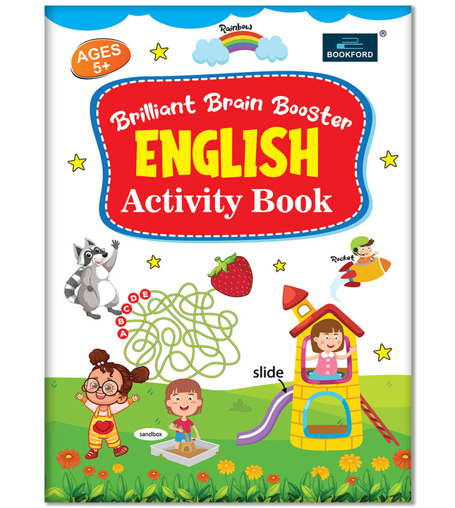 Bookford Brilliant Brain Booster English Activity Book for Kids Ages 5+ | English Learning and Alphabet Practice | Educational Activity Book for Children, Preschool and Kindergarten