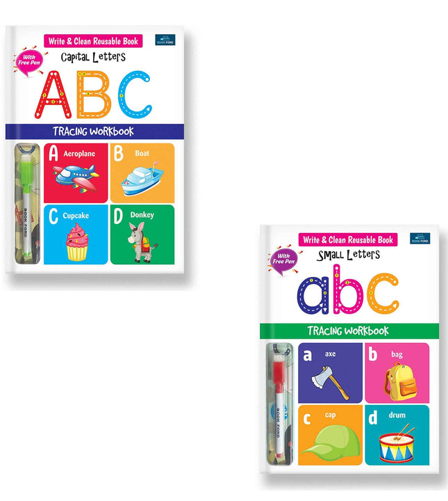 Write & Clean Reusable Book-Set of 2 Books-Alphabet Capital Letters And Small Letters
