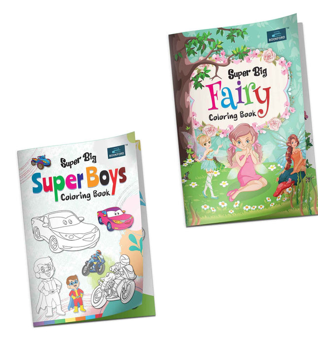 Super Big Coloring Book - Super Boys And Fairy Book For Kids Set Of 2
