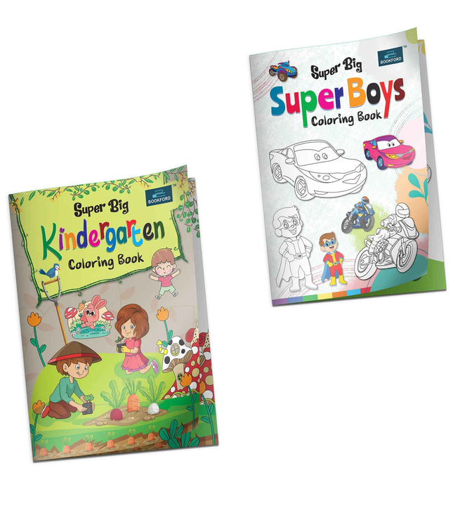 Super Big Coloring Book - Super Boys And Kindergarten Book For Kids Set Of 2