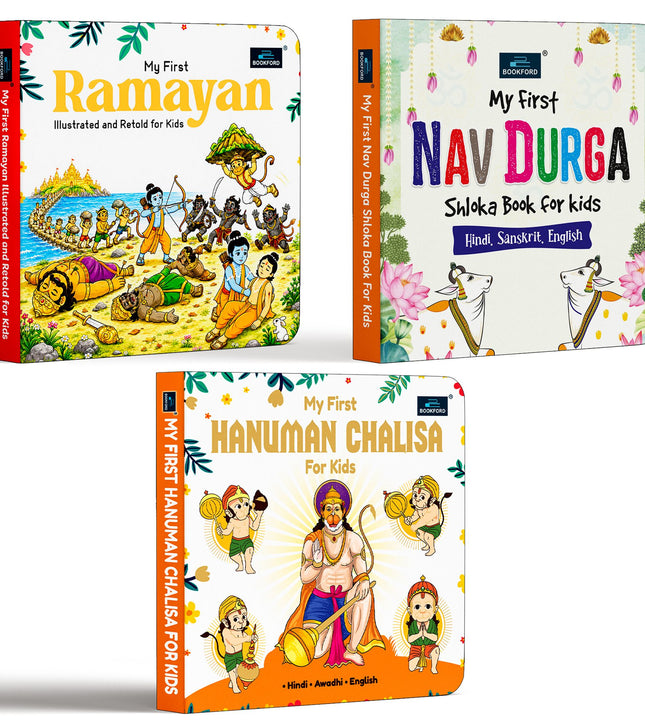 Ramayana And Navdurga,Hanuman Set of 3 Stories of Shri Ram, Maa Durga & Lord Hanuman Hindu Mythology & Devotional Books for Kids & Family Perfect For Gift