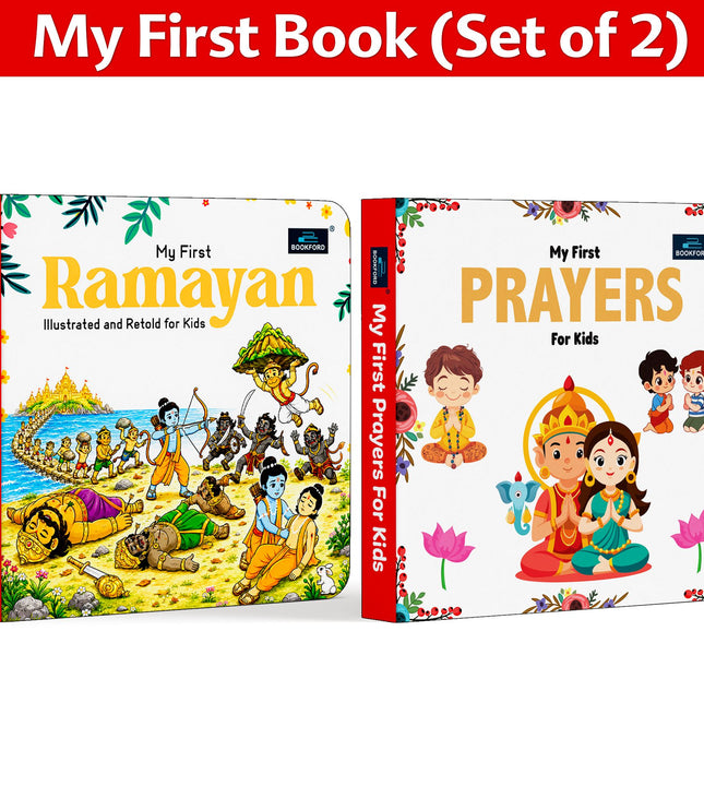 Ramayana  And Prayer Book for Kids Set of 2 Illustrated Book Hindu Mythology Book for Children Boys & Girls Perfect For Gift