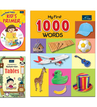 Learning Books for Kids (Set of 3) - My First 1000 Words, Young Minds Book Of Multiplication Tables & Young Minds English Kid's Primer