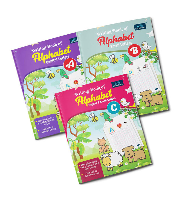 Writing Books for Kids (Set of 3) - Writing Book of Alphabet ( Capital, Small & Capital and Small ) - 2 years to 5 years Kids BOOK FORD PUBLICATIONS