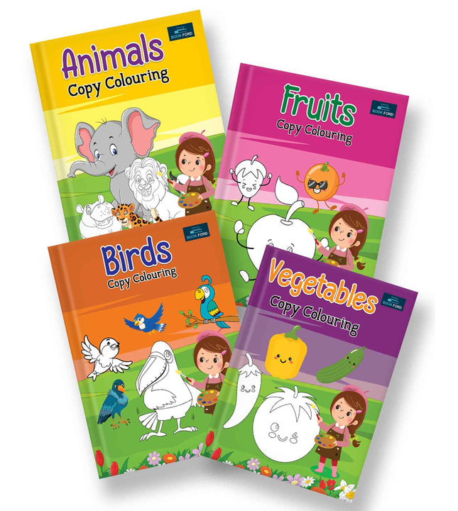 Copy Coloring Book For Kids (Set of 4) - Animals , Fruits , Birds , Vegetables| coloring  book for kids