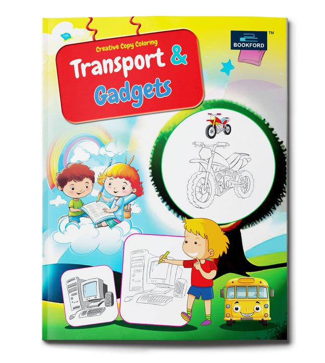 Creative Copy Coloring Book of Transport And Gadgets