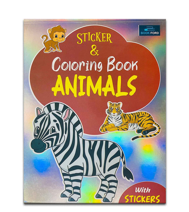Sticker & Coloring Book - Animals Coloring Book For Kids