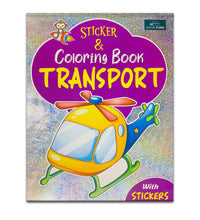 Sticker & Coloring Book - Transport Coloring Book For Kids