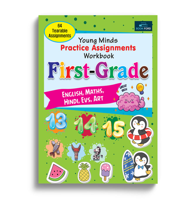 First Grade Young Minds Practice Assignments Workbook for kids and Childrens - Build Early Reading, Writing Skills, Mazes, Puzzle and Coloring Activity with Engaging Pictures - Ages 5+ Years: 1
