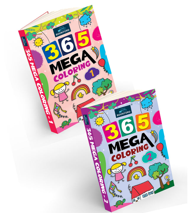 365 Mega Coloring 1 & 2 Books For Kids Set Of 2-books for kids