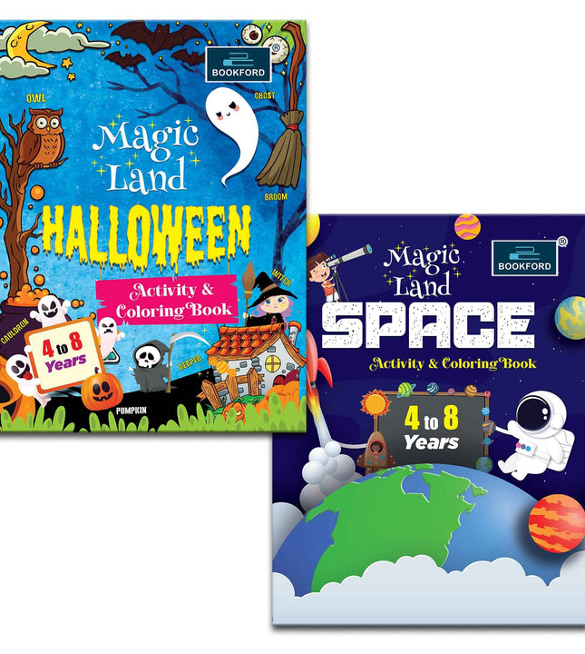 Magic Land Halloween And Space Activity & Coloring Book For Kids - Set Of 2