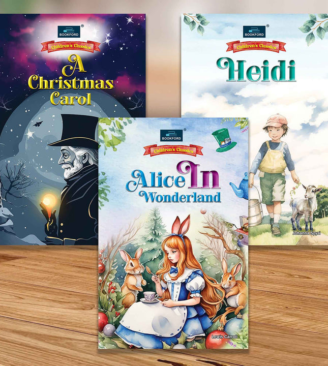 Children's Classics Novel (Set of 3 books)- Alice In Wonderland, A Christmas Carol & Heidi