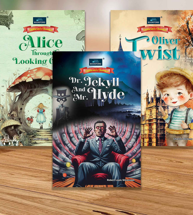 Children's Classics Novel (Set of 3 books)- Dr. Jykell & Hyde, Oliver Twist & Alice Trough The Looking Grass