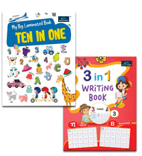 My First Reading And Writing Book For Kids - Set Of 2 Books - 3 In 1 Writing Book And My Big Laminated Book Ten In One - 2 Years To 5 Years Kids