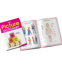 Learning Books For Kids Set Of 4 - All In One Reading Book , My Table Book Of Multiplication , Kids Picture Dictionary And Hindi Varnamala -