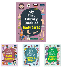 My First Library Books - Set Of 4 Books - Colors & Shapes, Body Parts, Good Manners, And Nursery Rhymes For Kids