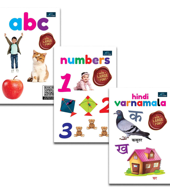 For Little Readings Library Book Of - Set Of 3 Books - Alphabet , Numbers , Hindi Varnamala For Kids Hardcover,