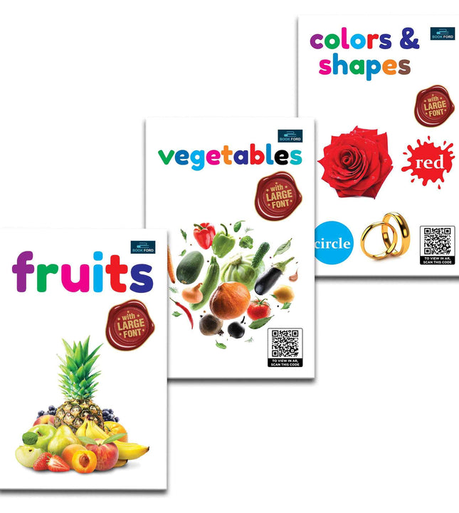 For Little Readings Library Book Of - Set Of 3 Books - Fruits , Vegetables , And Colors & Shapes For Kids Hardcover,