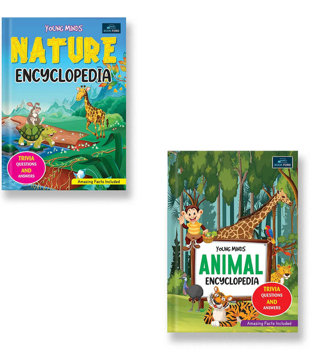 Young Minds Encyclopedia - Set Of 2 Books - Animals And Nature Encyclopedia For Kids