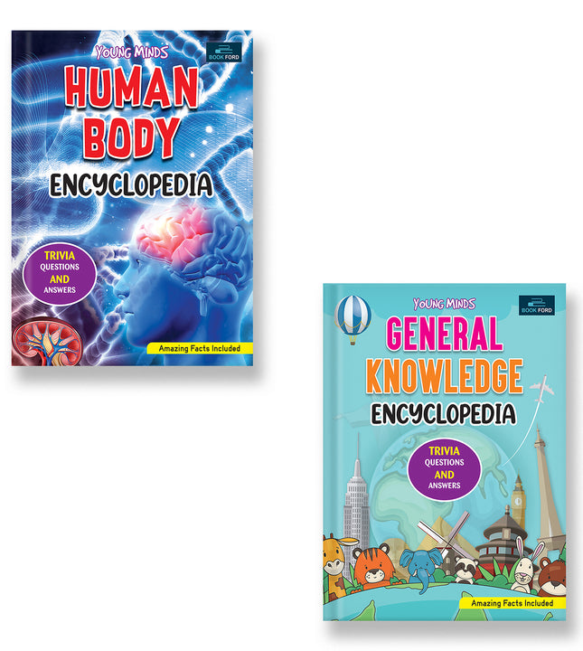 Young Minds Encyclopedia - Set Of 2 Books - General Knowledge And Human Body Encyclopedia For Kids ,