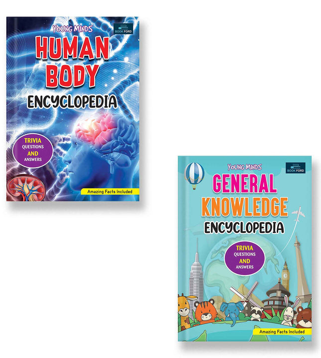 Young Minds Encyclopedia - Set Of 2 Books - General Knowledge And Human Body Encyclopedia For Kids