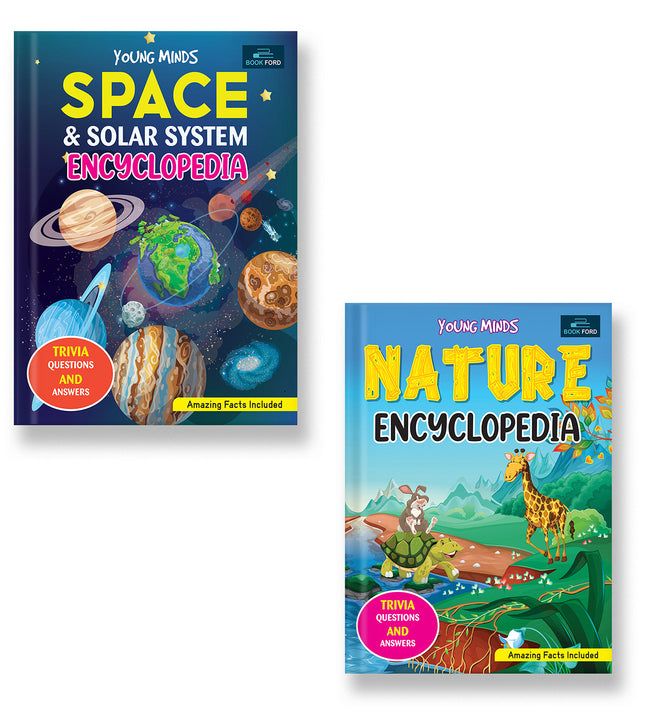 Young Minds Encyclopedia - Set Of 2 Books - Space And Nature Encyclopedia For Kids ,