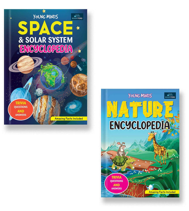 Young Minds Encyclopedia - Set Of 2 Books - Space And Nature Encyclopedia For Kids