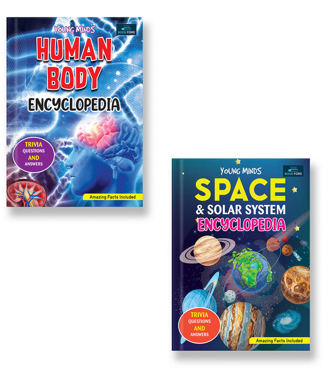 Young Minds Encyclopedia - Set Of 2 Books - Space And Human Body Encyclopedia For Kids ,