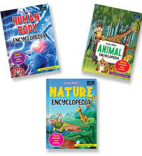 Young Minds Encyclopedia - Set Of 3 Books - Animals, Human Body, And Nature Encyclopedia For Kids ,